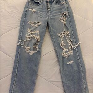 American Eagle Outfitters Ripped Light Blue Boyfriend Jeans